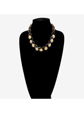 TALBOTS | Black & Gold Floral Statement Necklace | NEW